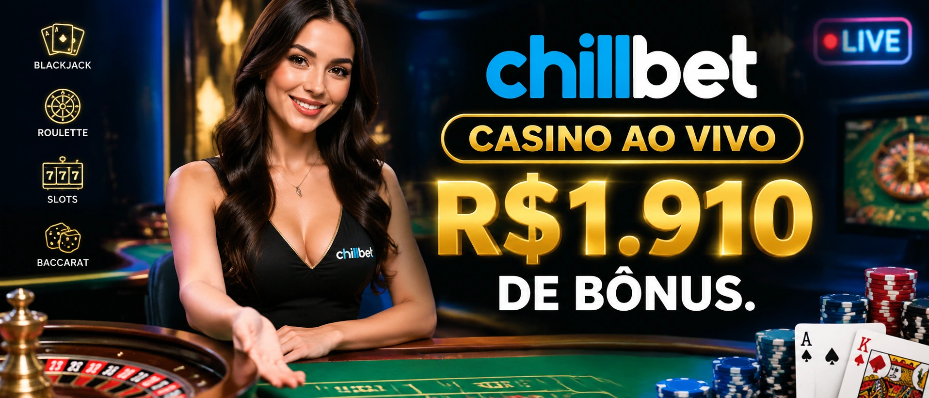 Tela de cassino ao vivo com mesas reais e interface de jogo